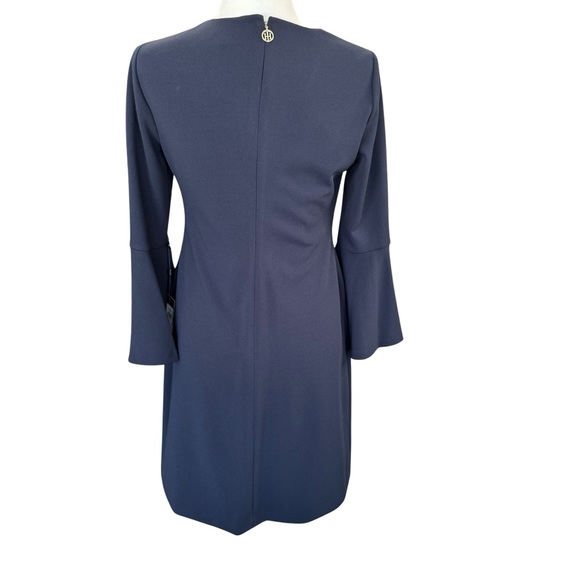 (NWT) Tommy Hilfiger Navy Dress Bell Sleeves with Button Embellishment Size 6 - Picture 4 of 10